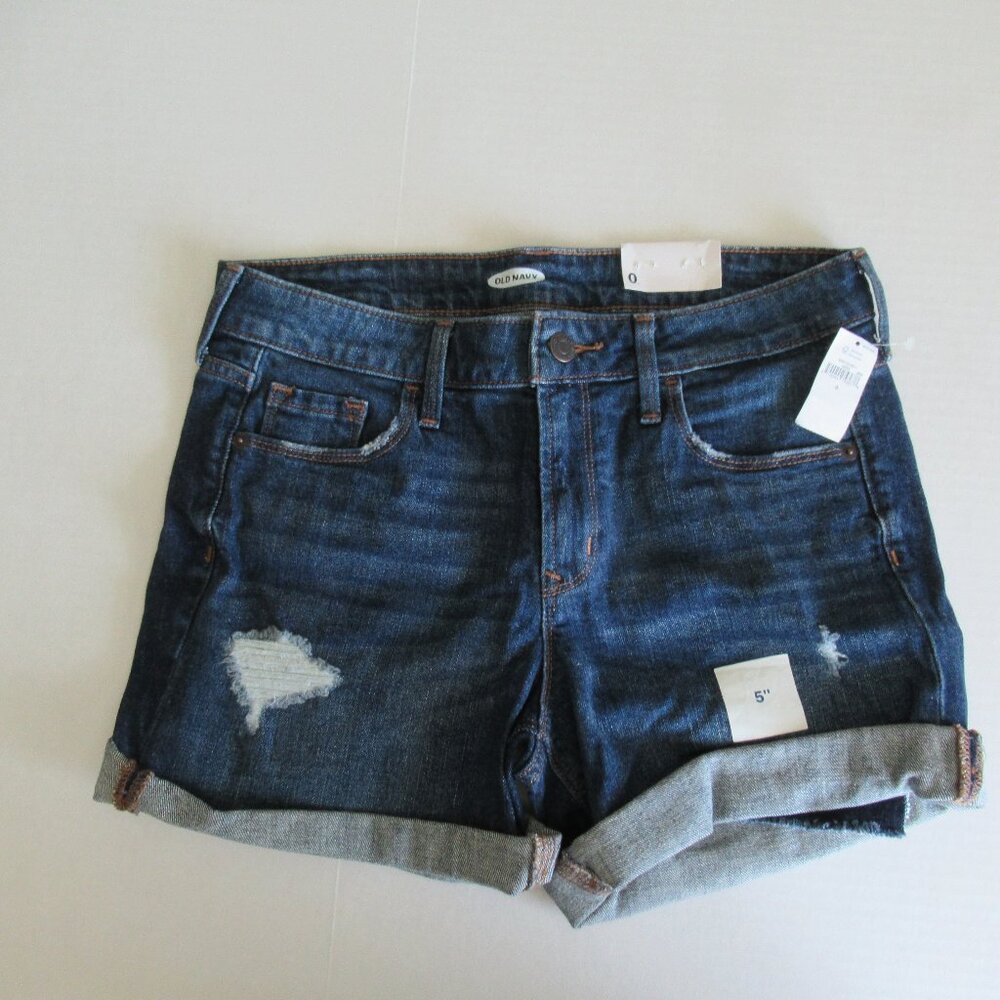 Old Navy Women's Mid Rise 5" Inseam Stretch Denim Shorts NWT Sz 0